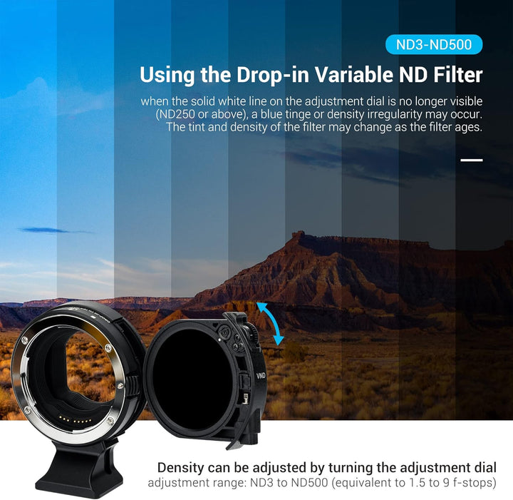 JJC EF - EOS R Adapter mit Drop-In C-PL + Variablem ND Filter, ersetzt Canon Drop-In Filter Mount Ad