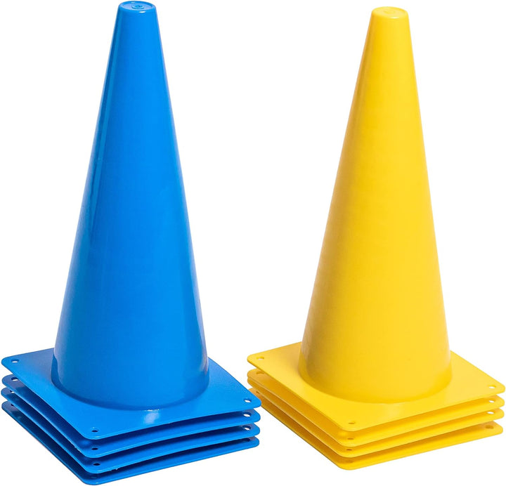 8LevelUp Pylonen 8er Set - 38 cm Hütchen (4 gelbe und 4 Blaue Kegel) - flexibel, sicher und robust f