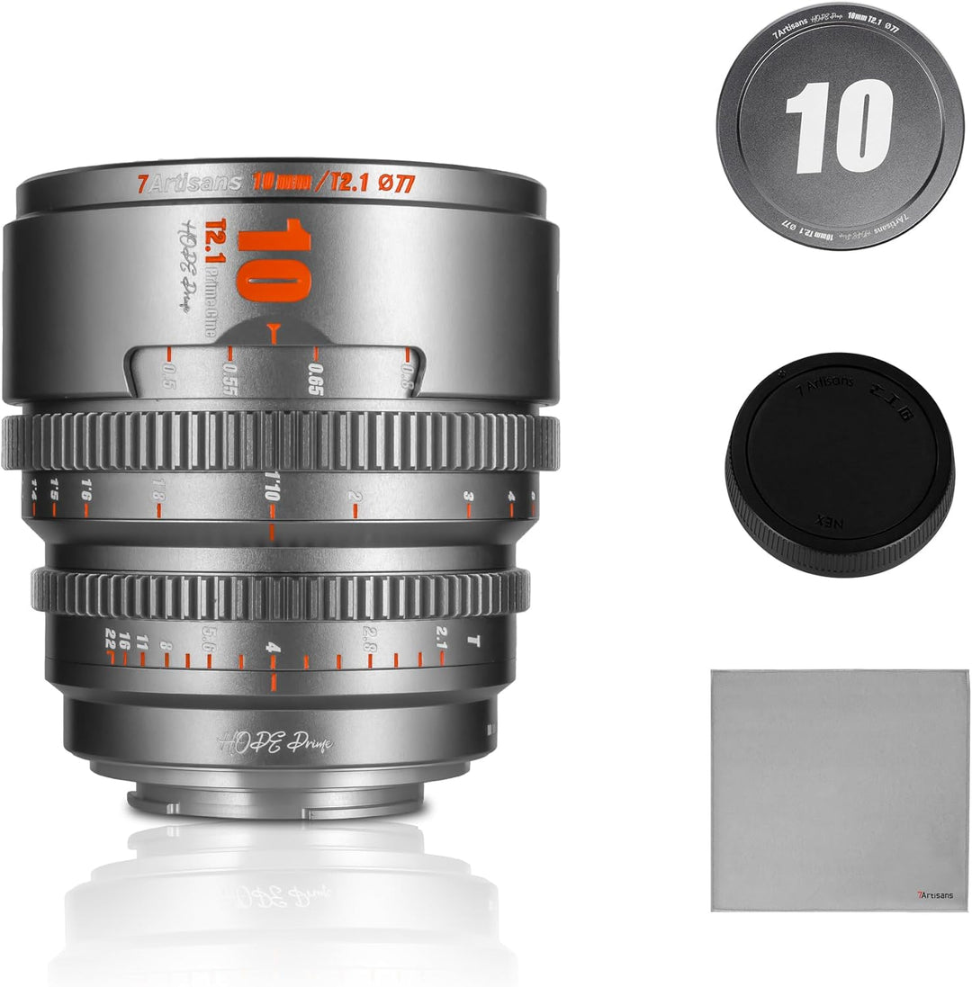 7artisans 10mm T2.1 Cine-Objektiv S35 Rahmen Kompatibel mit Sony E Mount-Mount,für Sony A6500/A6600/