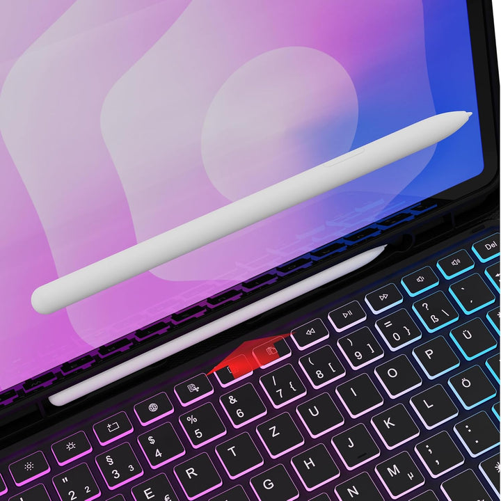 für Samsung Galaxy Tab S11 2025 Hülle mit QWERTZ Tastatur - Regenbogen-Hintergrundbeleuchtung Magnet