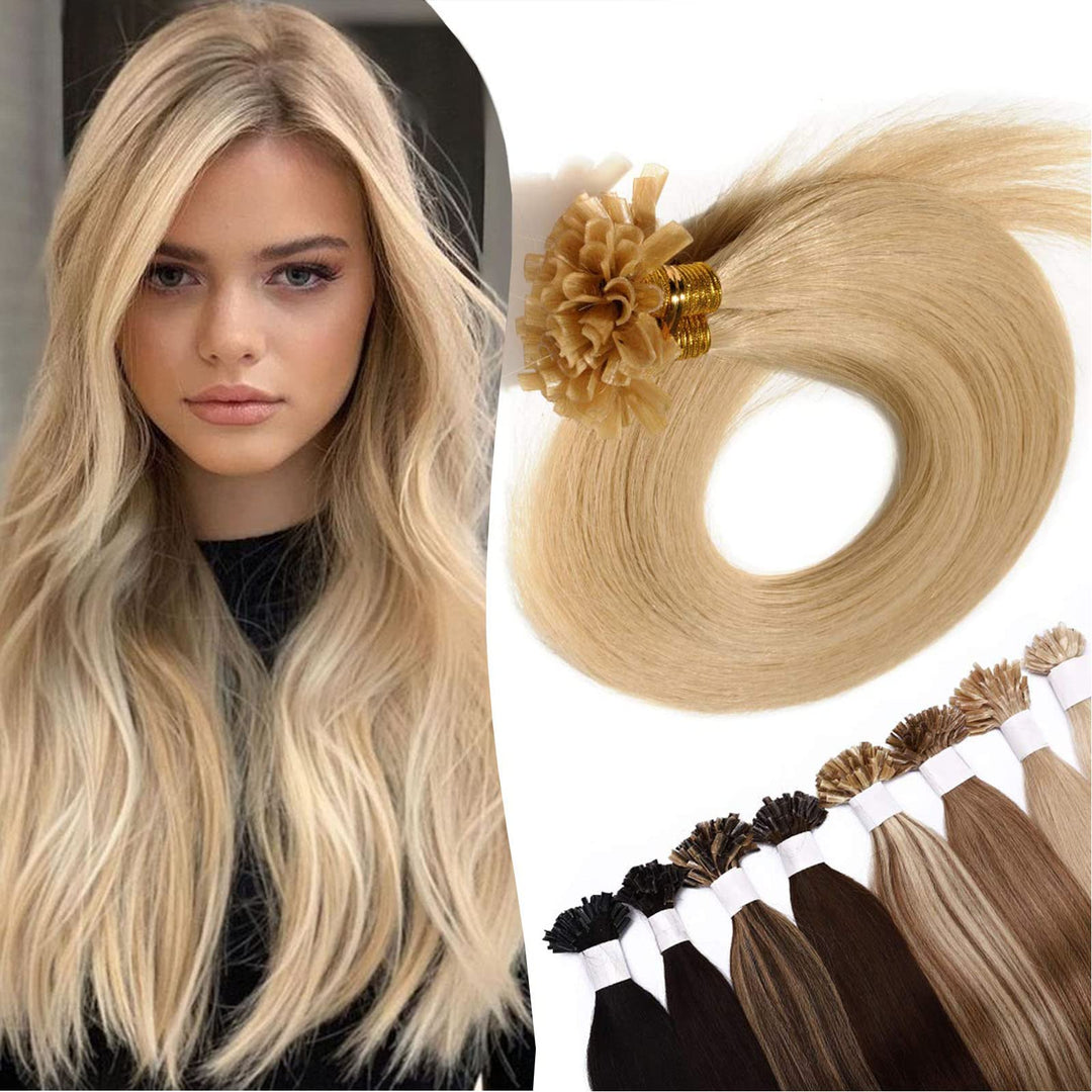 SEGO Extensions Haare Bondings Echthaar Bonded U Tips Remy Haarverlängerung Keratin Glue 100 Strähne