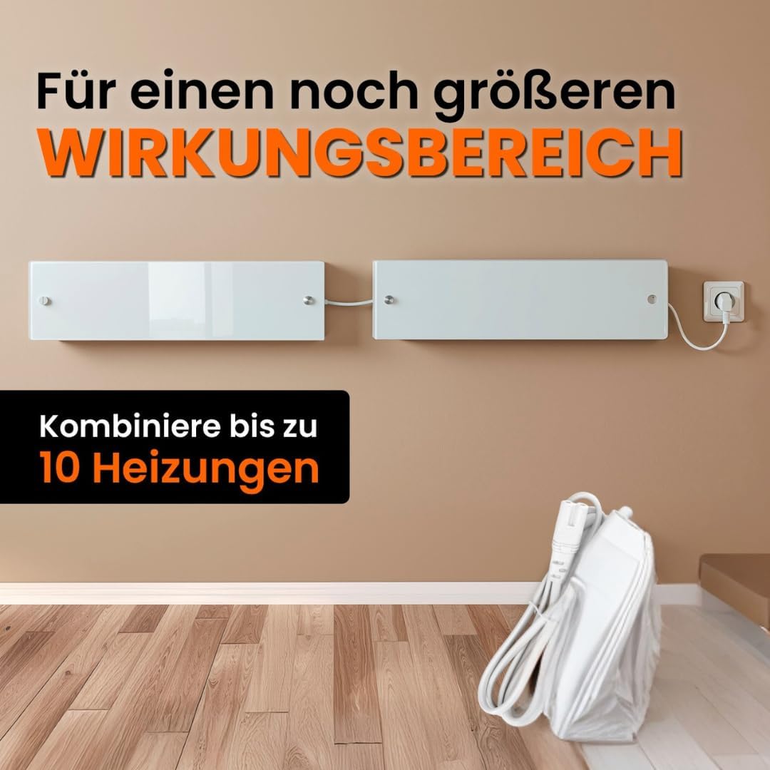 Tonis SCHIMMELSCHOCK 2x Glaspanel Anti-Schimmel-Heizung zur Schimmelbekämpfung plus Verbindungskabel
