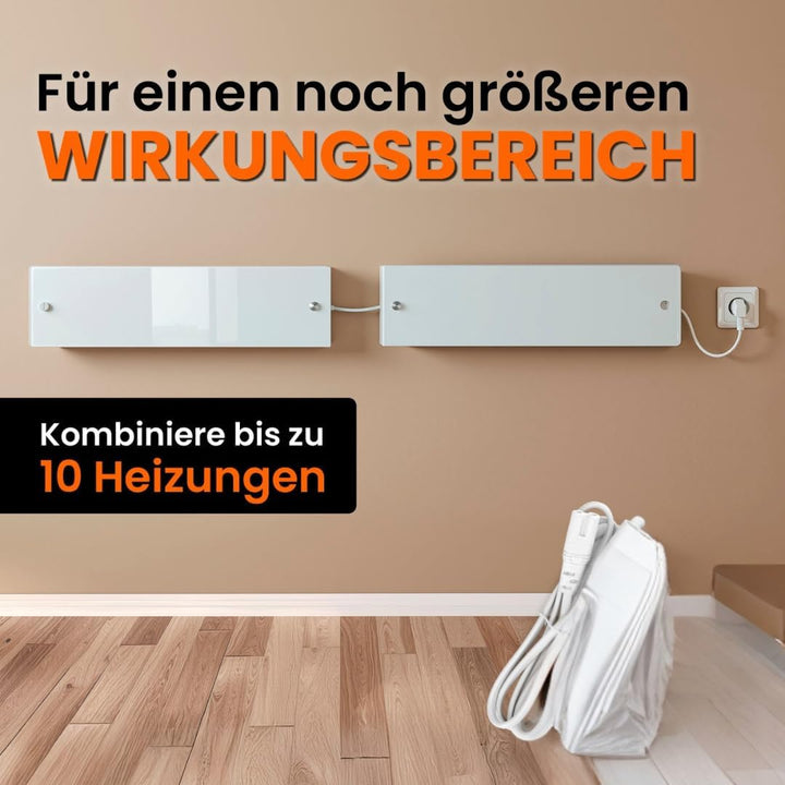 Tonis SCHIMMELSCHOCK 2x Glaspanel Anti-Schimmel-Heizung zur Schimmelbekämpfung plus Verbindungskabel