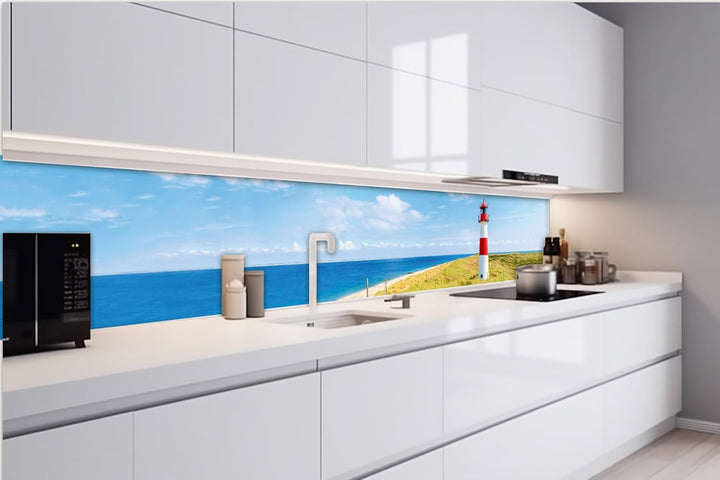 DIMEX Küchenrückwand Folie Selbstklebend Leuchtturm AM Strand 420 x 60 cm | Klebefolie - Dekofolie -