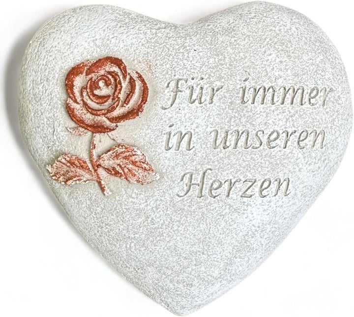 Grabherz Grabschmuck Grab Herz Spruch - Für Immer in unseren Herzen - ca.500g Rose Rost
