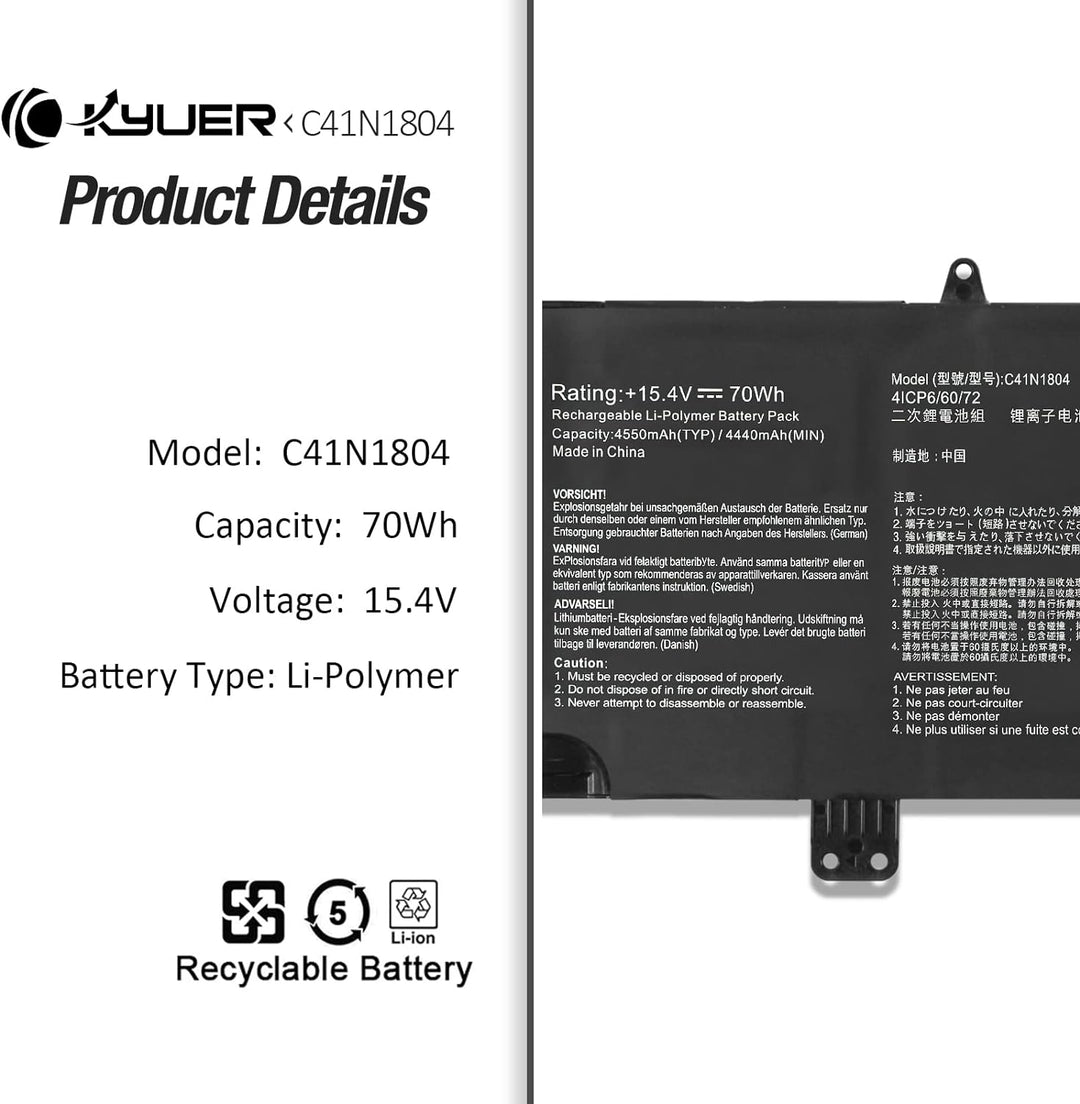 C41N1804 Laptop Akku für Asus ZenBook Pro 14 UX450 UX450F UX450FD UX450FDX UX450FDA UX480 UX480F UX4