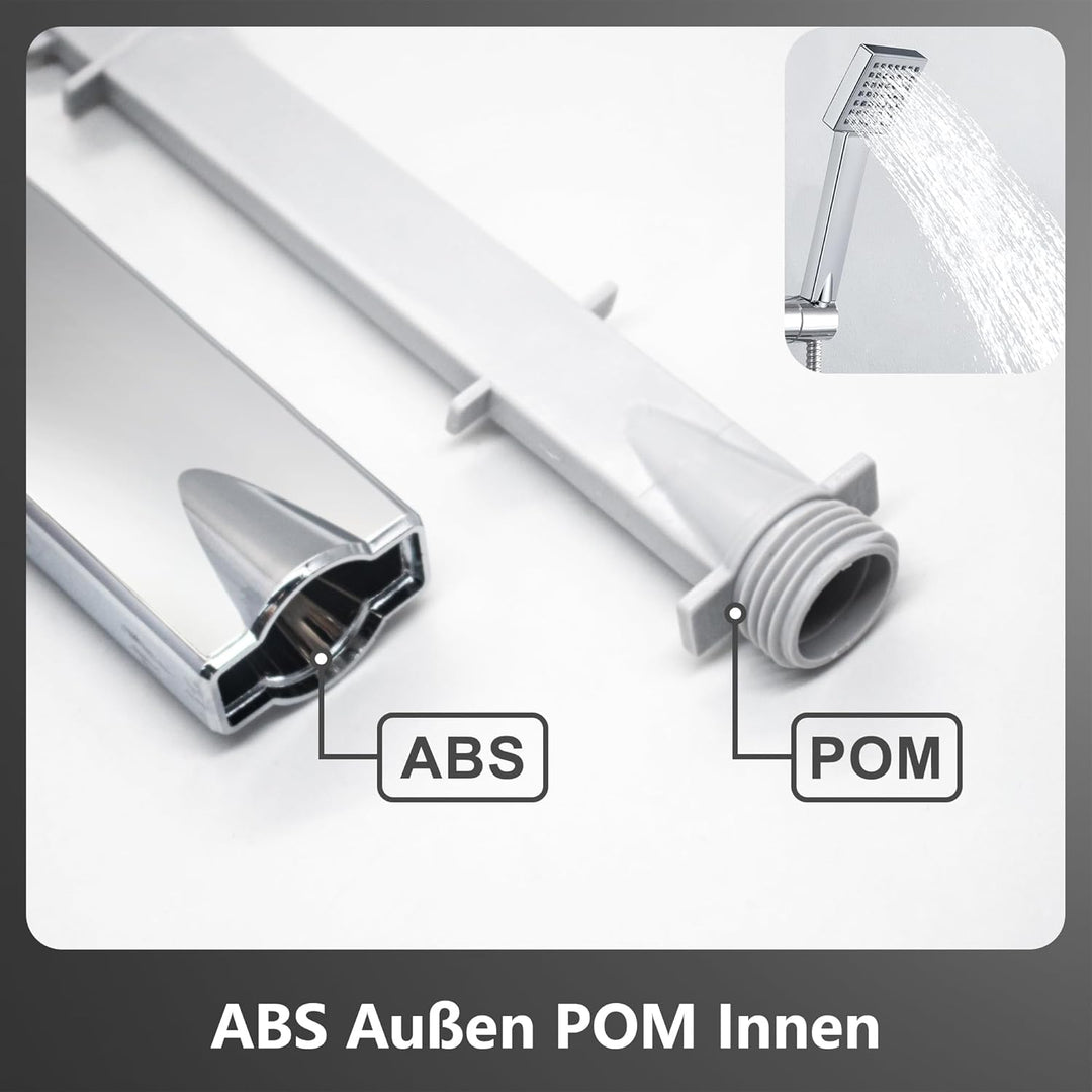 Görbach Regendusche Duschset ohne Armatur, Edelstahl Duschsystem mit Ablage, Duschstange set mit Kop
