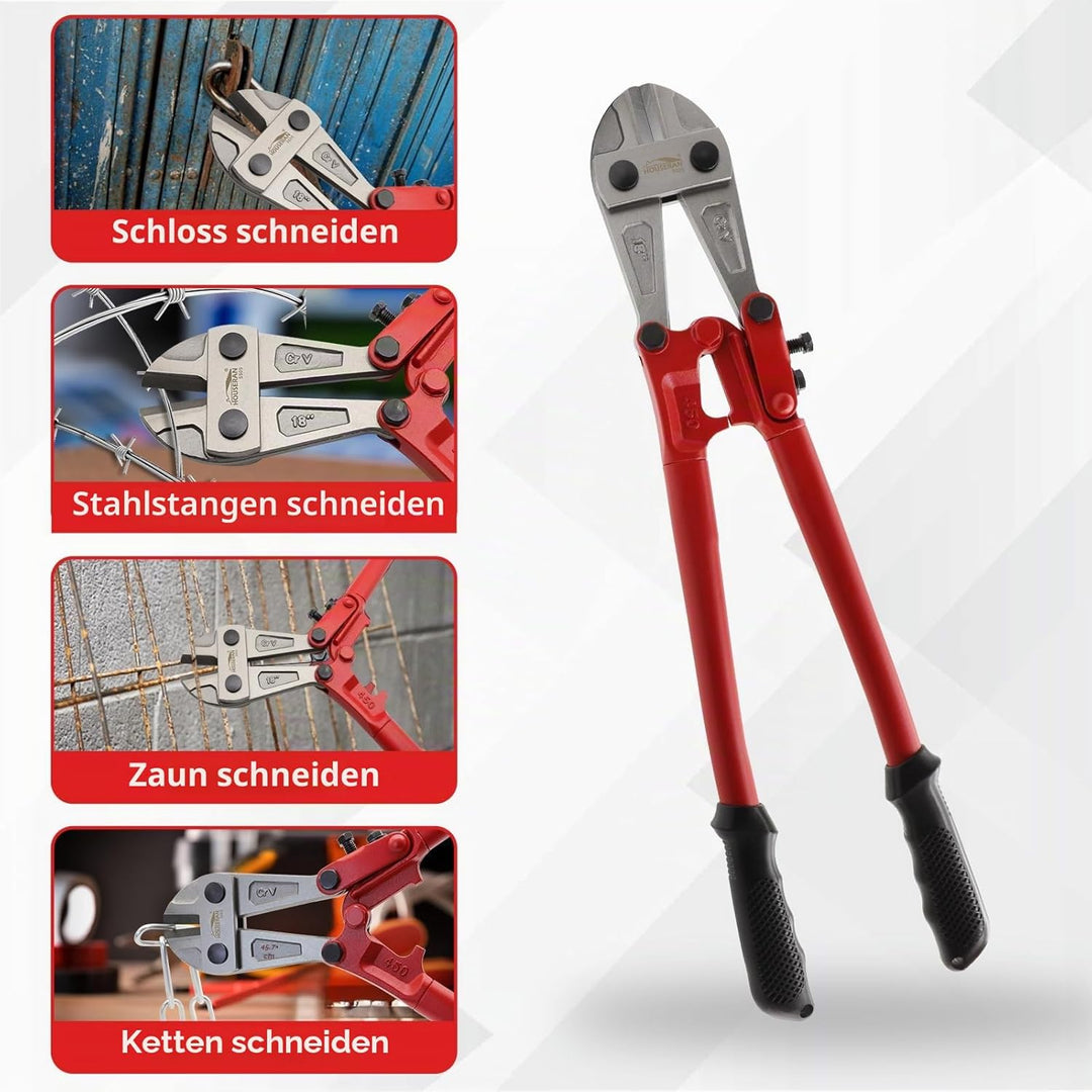 Bolzenschneider 45,7 cm – Schwerlast-Drahtschneider für Zäune, Ketten, Schrauben und Schlösser, Meta