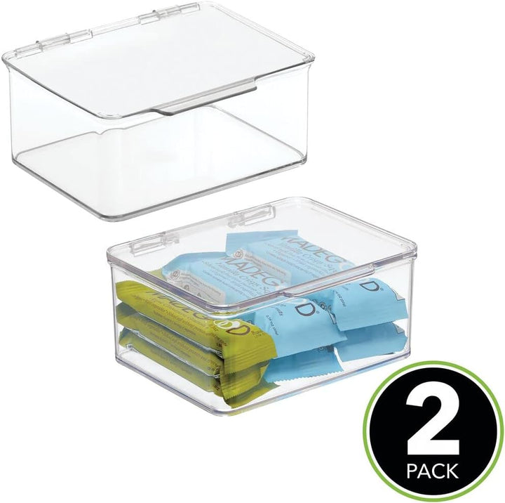 mDesign 2er-Set Küchen Organizer mit Deckel – Vorratsdosen für Küchenregal und Vorratskammer – stape