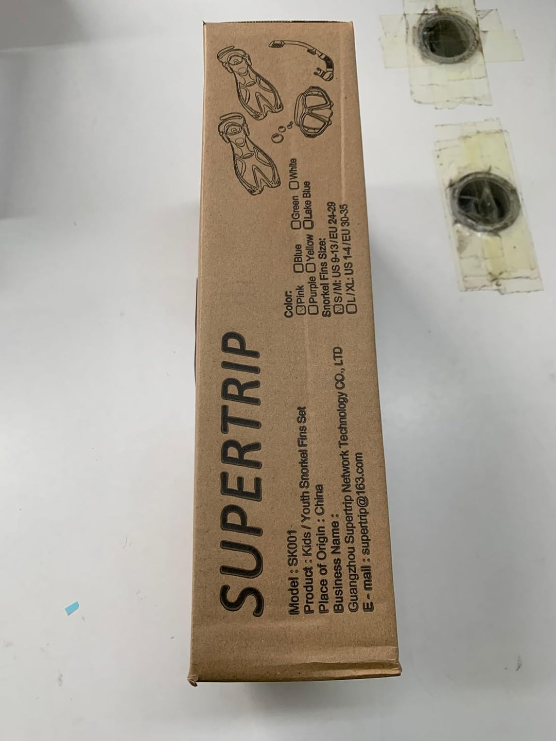Supertrip Kinder Schnorchelset 3-teilig, Schnorcheln Set mit Flossen, Taucherbrille mit Tempered Gla