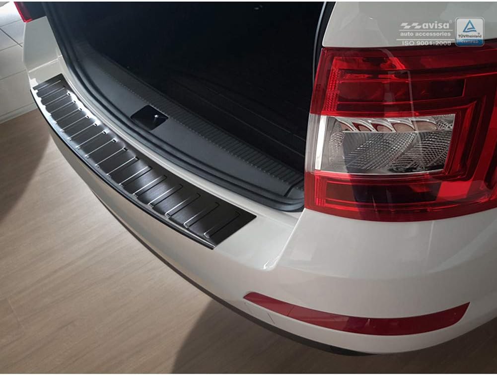 Avisa Schwarz Edelstahl Heckstossstangenschutz kompatibel mit Skoda Octavia III Kombi 2013-2016 'Rib