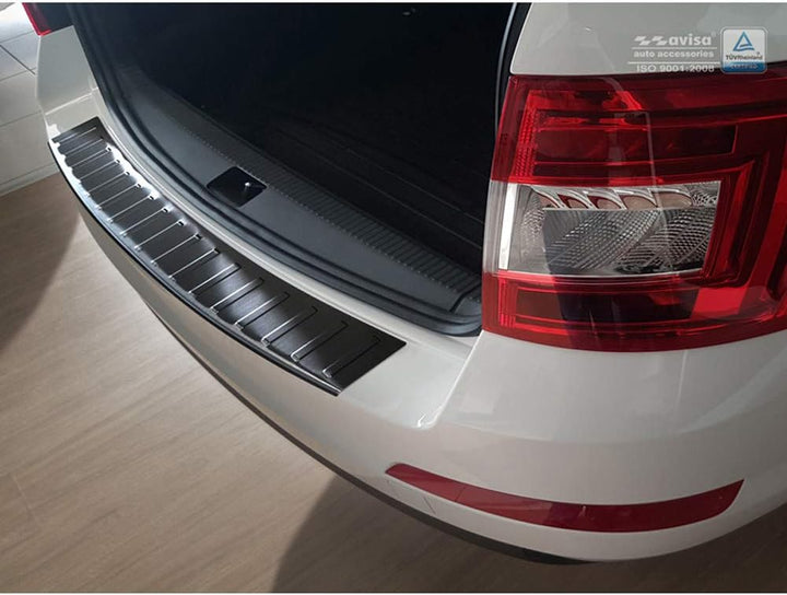 Avisa Schwarz Edelstahl Heckstossstangenschutz kompatibel mit Skoda Octavia III Kombi 2013-2016 'Rib
