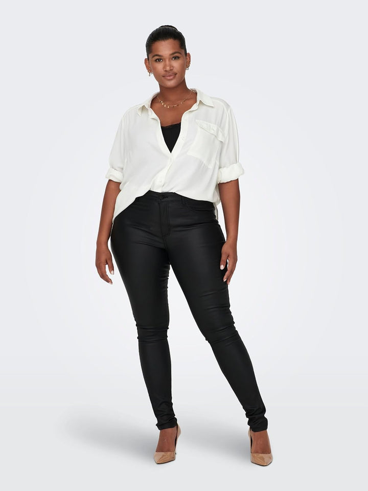 ONLY Damen Skinny Jeans Carpunk Reg Sk Coated Pants Noos 44W / 32L Schwarz (Black Black), 44W / 32L