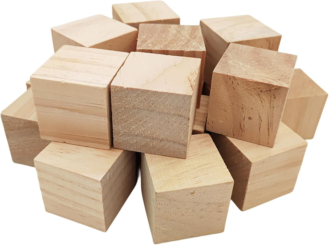 Holzwürfel, 4,5 cm, 20 Stück, unlackierte quadratische Holzblöcke, natürliche Holzblöcke für Handwer