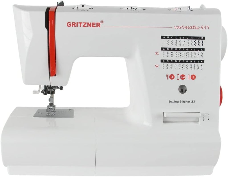 Gritzner Varimatic 935 IDT, robuste Freiarm-Nähmaschine mit eingebauten Obertransport - 32 Nutzstich