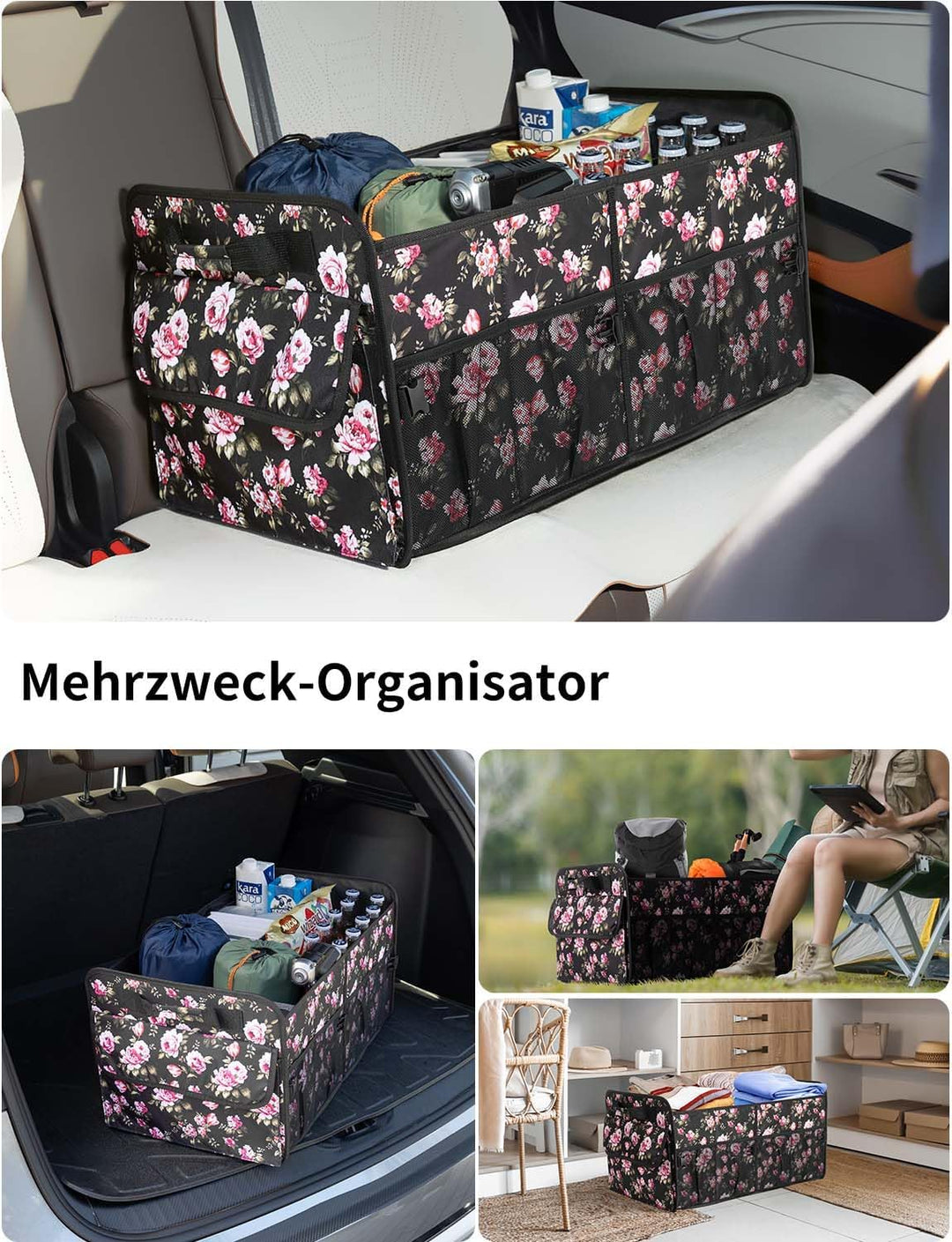 YOHOOLYO Kofferraum Organizer Faltbar 72L Auto Kofferraumtasche unterstützt 35 kg 600D Oxford-Gewebe