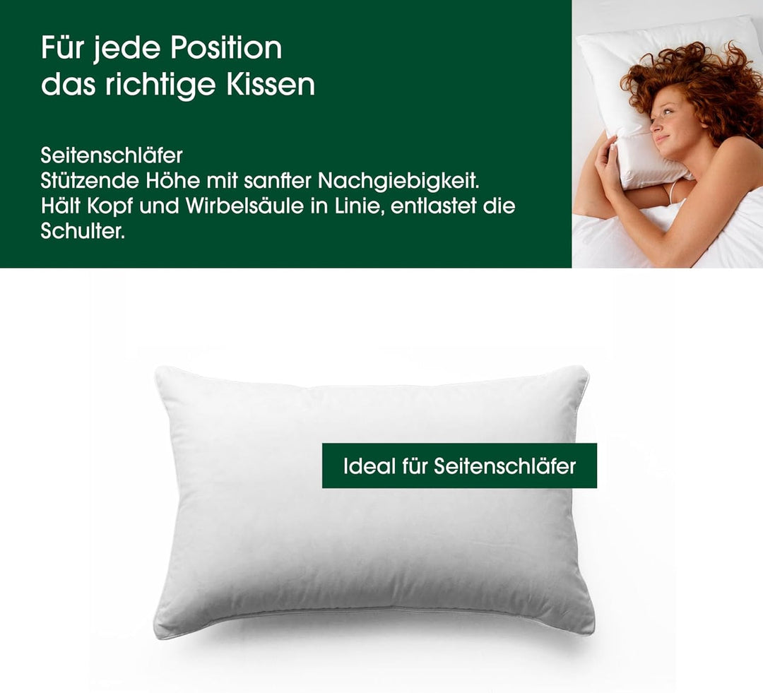 HANSKRUCHEN® Premium de Luxe Daunenkissen 40x80 cm - Made in Germany Daunen Kopfkissen aus 100% Baum