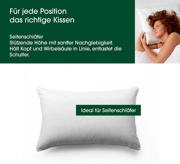 HANSKRUCHEN® Premium de Luxe Daunenkissen 40x80 cm - Made in Germany Daunen Kopfkissen aus 100% Baum