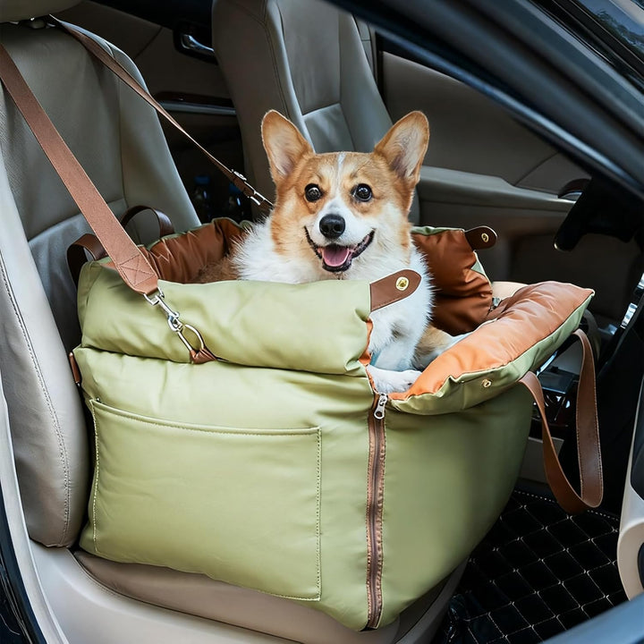 Hunde-Autositz und Reisebett für kleine Hunde bis 10kg | Erhöhte Sitzposition mit Fixierung durch An