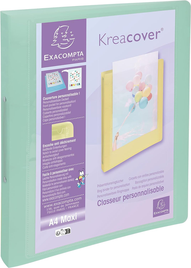 Exacompta 54779E 5er Pack Ringbuch KreaCover aus flexiblem Kunststoff für DIN A4, 2-O Ring Mechanik