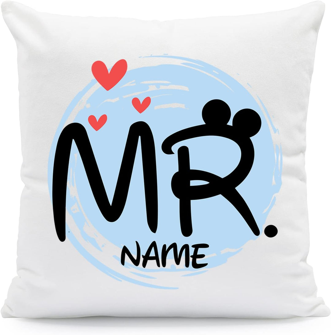 GRAVURZEILE Bedrucktes Kissen mit Spruch Mr & Mrs Mouse Grösse mit Füllung, Farbe Mr & Mrs Mr & Mrs