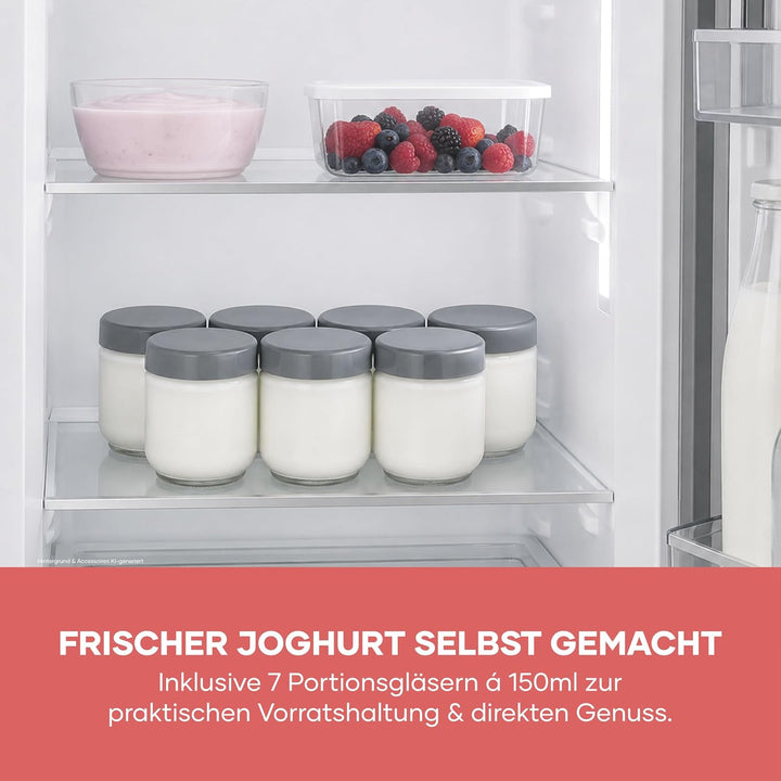 Severin Joghurtbereiter, griechischer Art, inkl. 7 Joghurtgläser á 150ml für 1L selbstgemachten Jogh