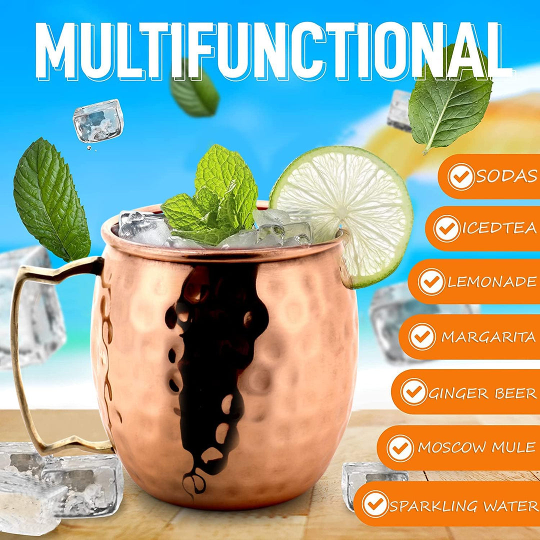 Zap Impex Moscow Mule Tassen Kupfertassen Messinggriff Ideal für jedes gekühlte Getränk zur Unterhal