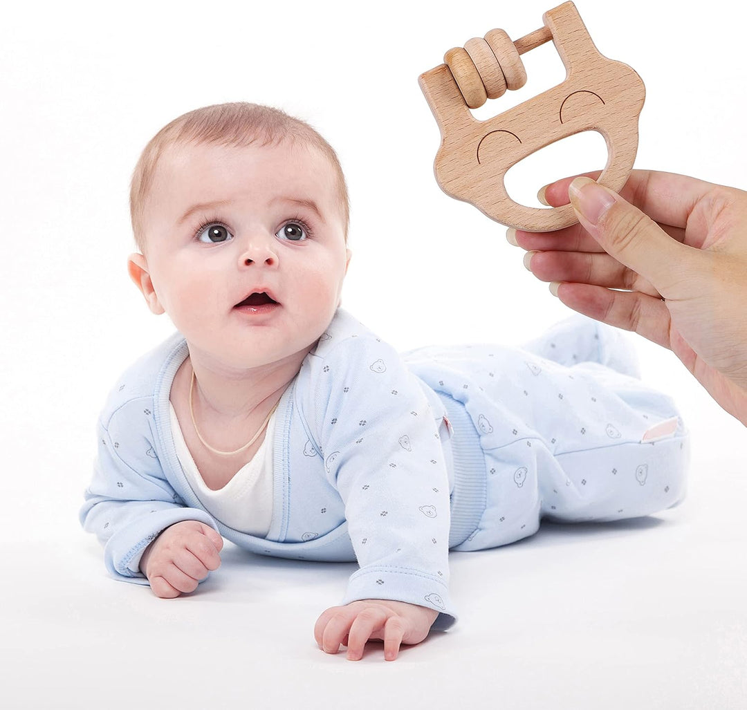 TOWO Holzrasseln Maracas Babyspielzeug 6 Monate - Bio-Öko Kleinkinder Greifen Zahnen Natürliches Mus