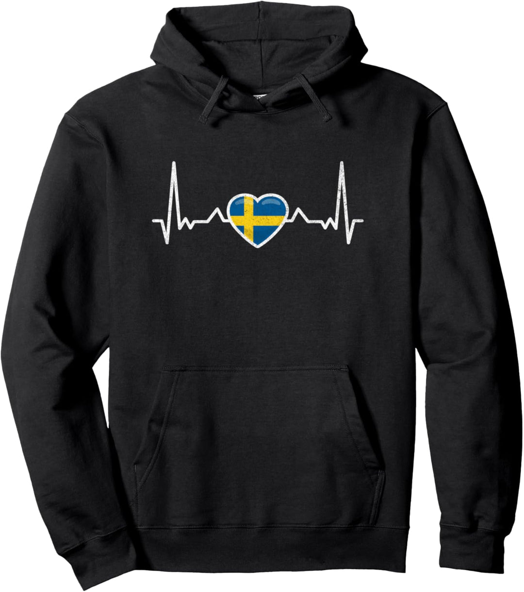 Schweden Herzschlag Schwedische Flagge Stolzer Schwede Pullover Hoodie