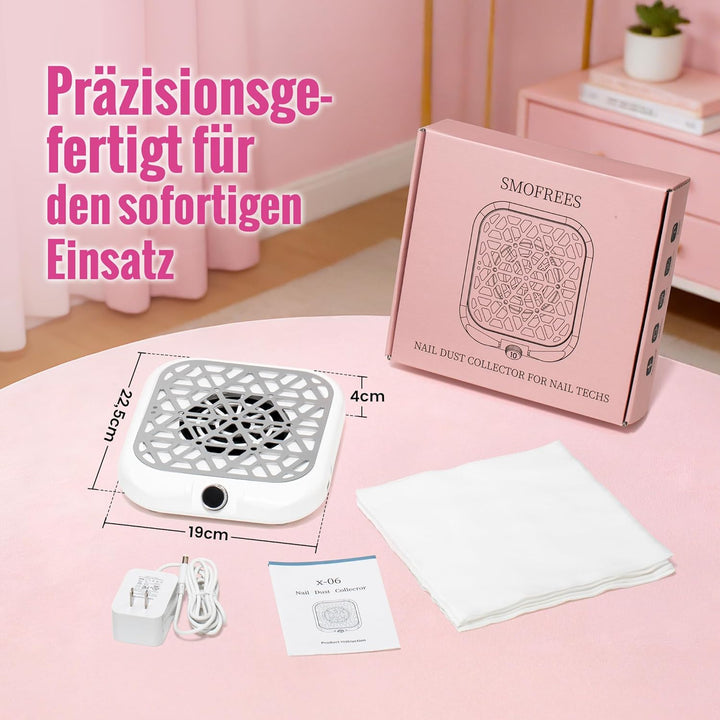 Nagelstaubsauger – Staubabsaugung für Nägel mit LED-Display, 10 Saugstufen (1600PA), inkl. 30 Filter