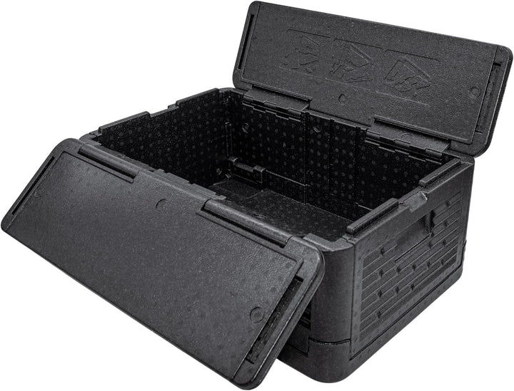 Thermobox gross faltbar schwarz zum Warmhalten und Kühlen - 42 L - Essen Warmhaltebox klappbar 60 x