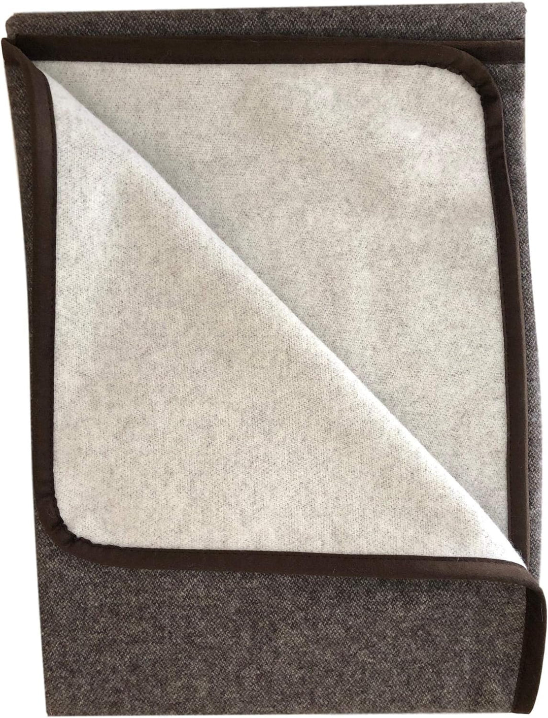 Alpenwolle Kaschmirplaid, Wolldecke, Tagesdecke, Überwurf, Plaid doppelseitig in Schokobraun/Creme (