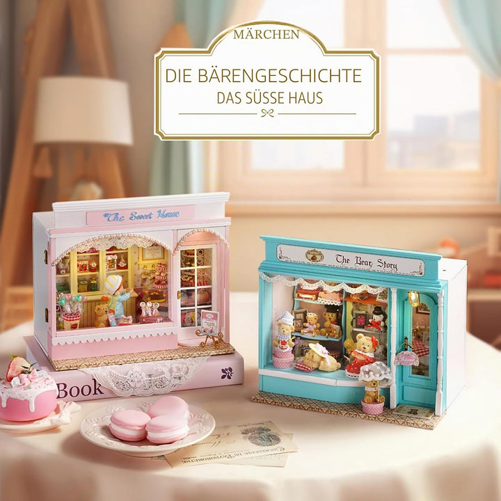 Spilay DIY Miniature House, Mini Handgefertigte Grünes Pflanzenstudio Kit Mit LED-Licht, Schutzhülle