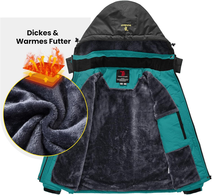 Damen Jacken Fleecejacke Winterjacke Wasserdicht Atmungsaktiv Verdickt Warm Winddicht Softshelljacke