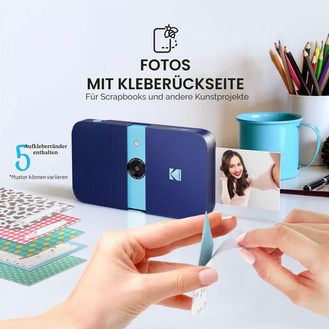 KODAK Smile Digital Sofortbildkamera mit 2x3 ZINK Drucker - HD-Qualität - 10MP, LCD Display, Micro S