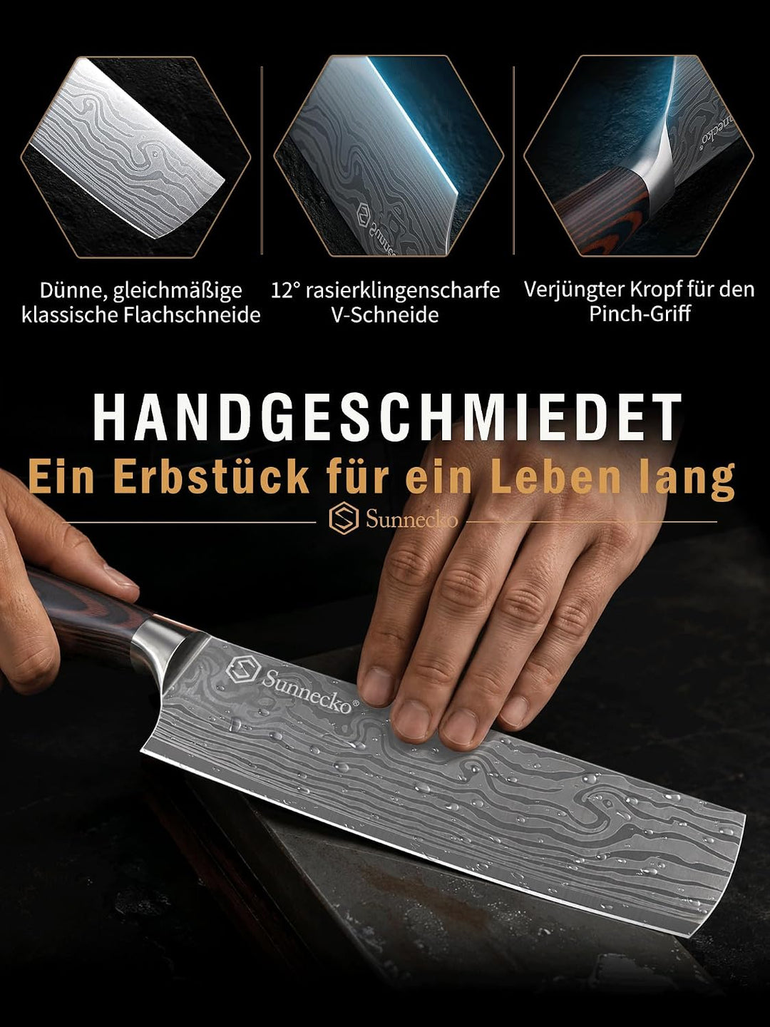Sunnecko 18cm Küchenbeil Messer Küchenmesser - Klein Hackmesser Hackbeil Küchenmesser Kochmesser Pro