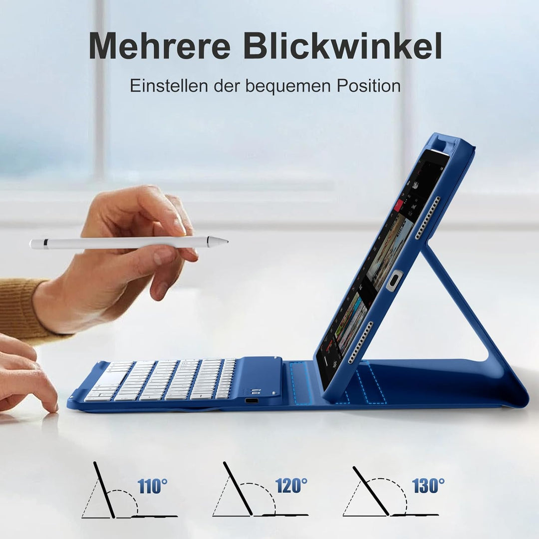 drivego Hülle mit Tastatur für iPad (A16) 11. Generation/10. Generation | Magnetische Anti-Detach Ta