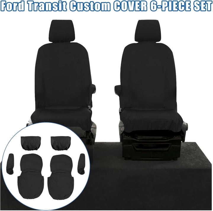 Soekodu Sitzbezüge kompatibel mit Ford Transit Custom 2013-2022 (2 Sitzer), 6er-Set Wasserdichter Vo