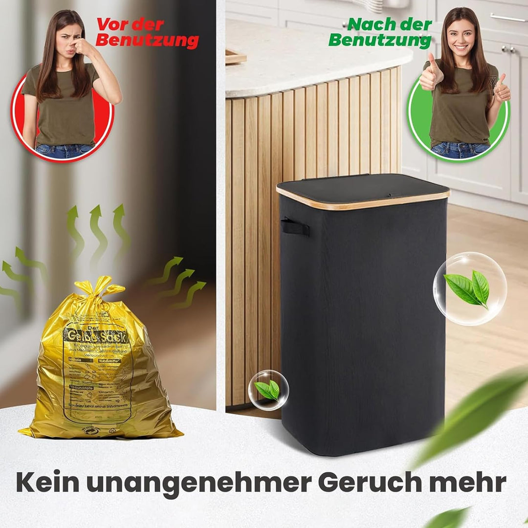 100L Gelber Sack Ständer mit Deckel, Visualisierung Mülleimer Gelber Sack, Stabiler Ständer Ggelber