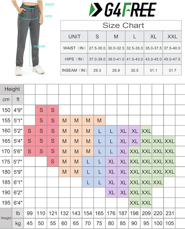 OUGES Jogginghose Damen Sporthose Lang Hose Baumwolle Freizeithose Trainingshose mit Taschen für Fra