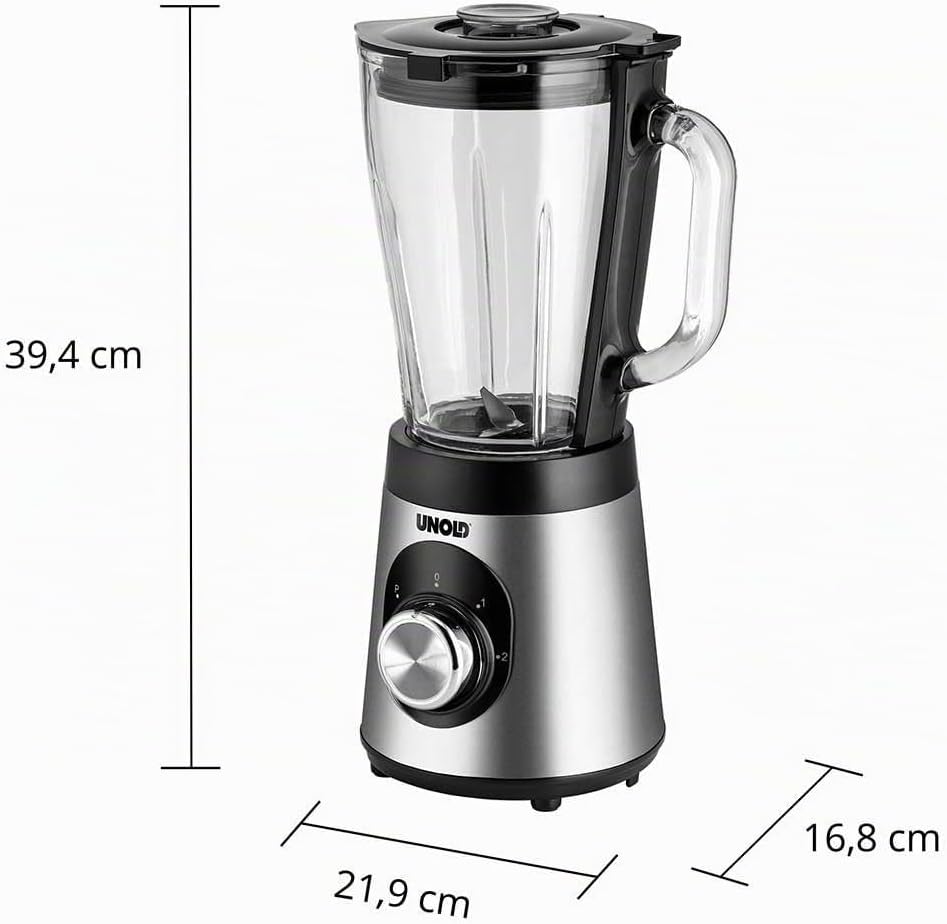 Unold 78625 Standmixer Edel - 1,5 L Volumen, Schwarz, bis 25000 U/Min, mit Edelstahlmesser, BPA-frei