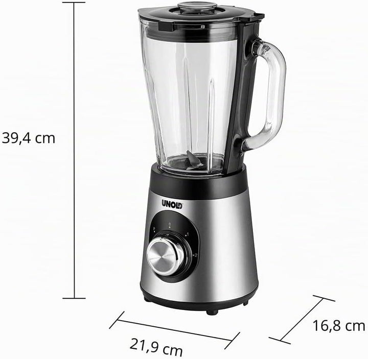 Unold 78625 Standmixer Edel - 1,5 L Volumen, Schwarz, bis 25000 U/Min, mit Edelstahlmesser, BPA-frei