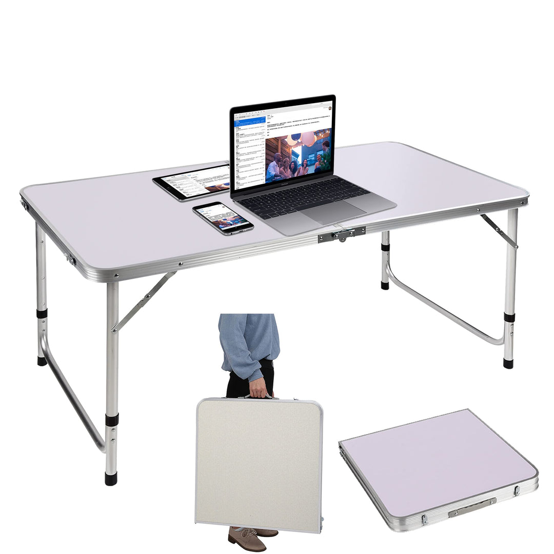1,2 m Aluminium-Laptop-Schreibtisch, zusammenklappbar, für kleine Räume, Heimbüro-Schreibtisch, einf