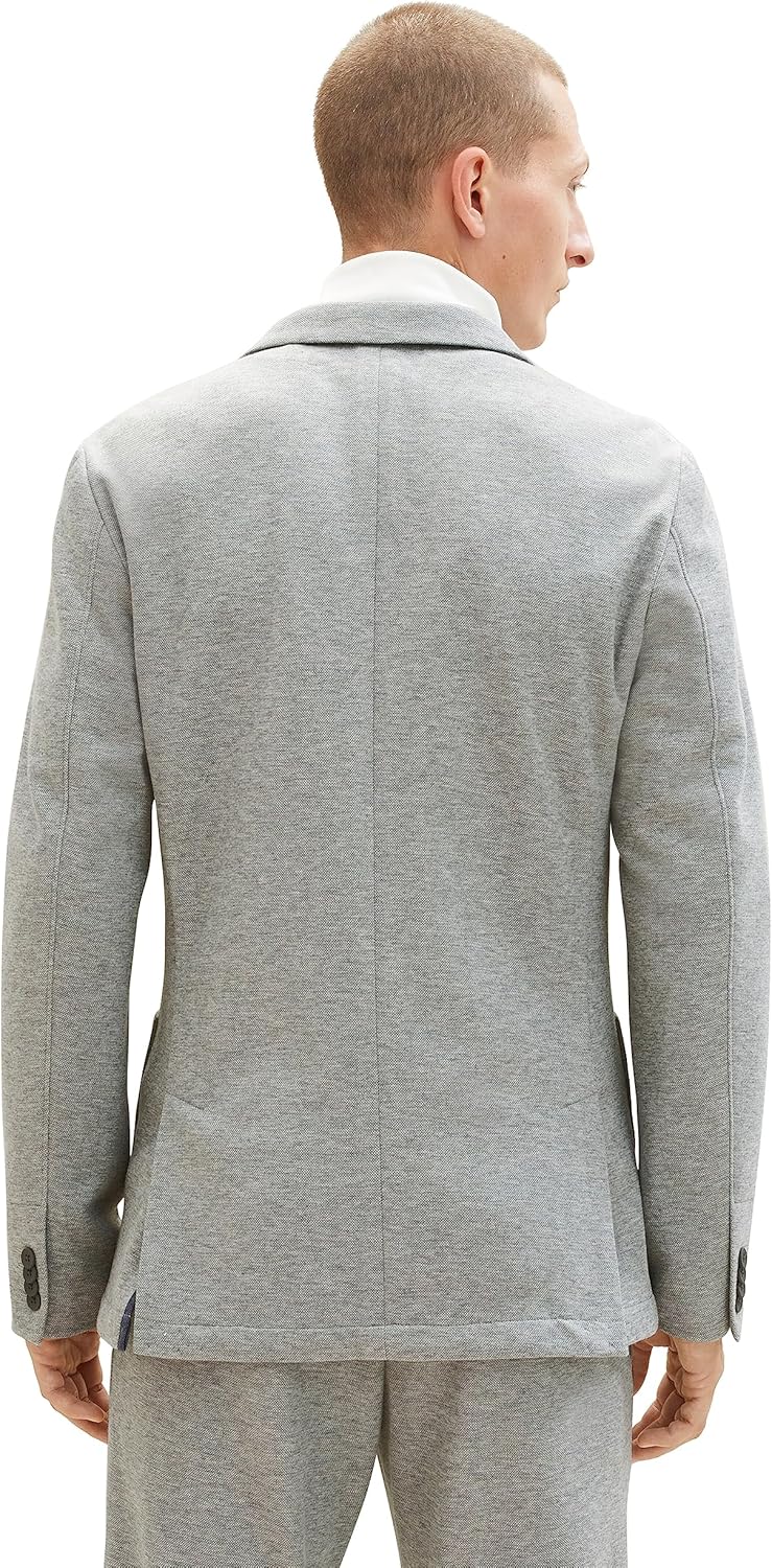 TOM TAILOR Herren Jersey Piqué Sakko mit Stretch 52 12035 - Grey Heather Melange, 52 12035 - Grey He
