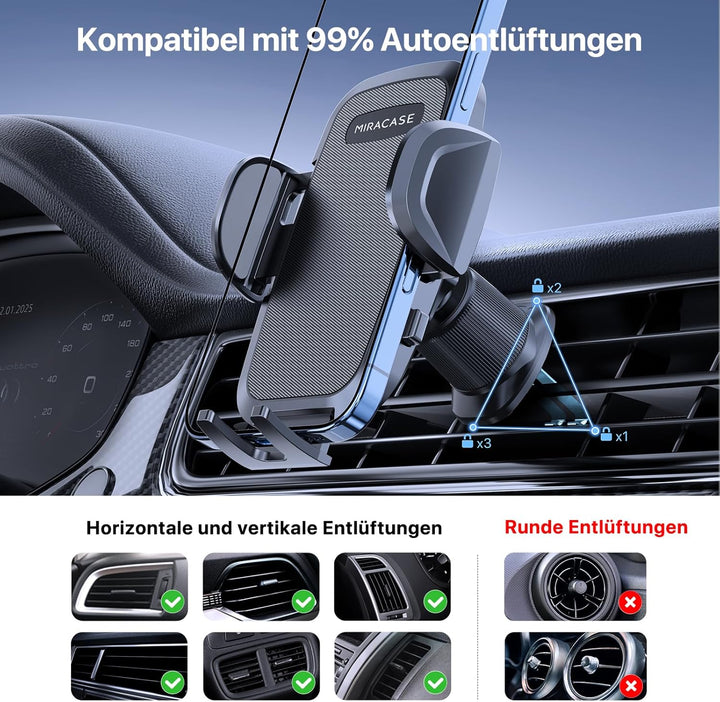 Miracase [2025 Upgraded] Handyhalterung Auto Handy Halterung,Universal Car Phone Holder[Stärkste Sau