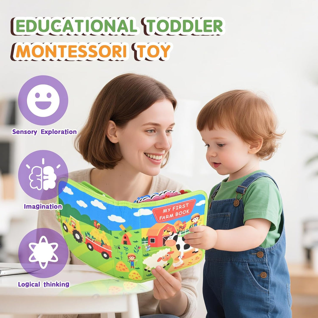 3D Filz Bauernhof Quiet Book, Busy Board Montessori Spielzeug ab 1-3 Jahre, Quiet Book Activity Boar