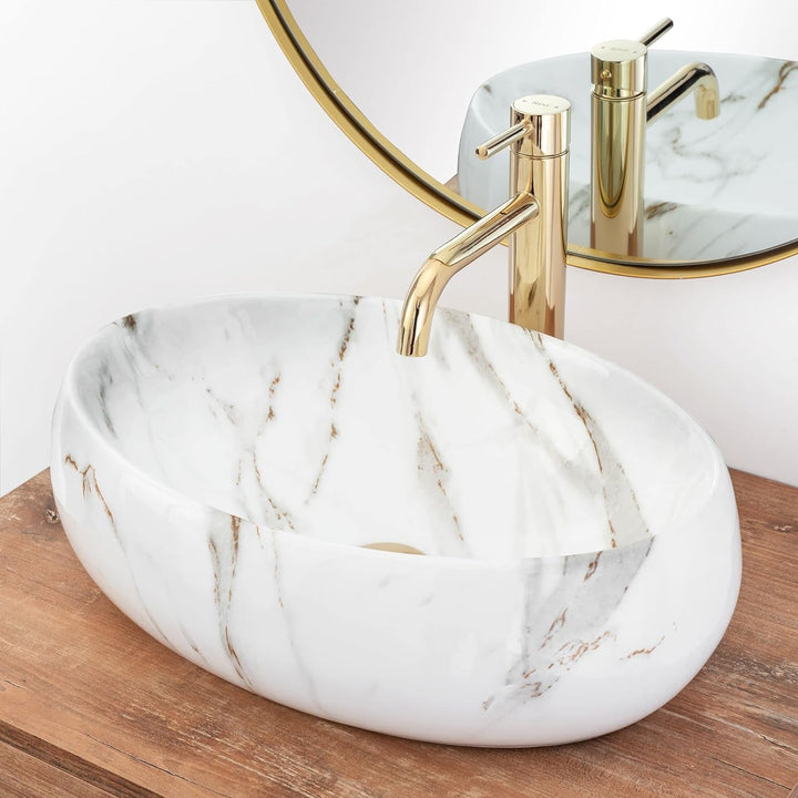 REA Waschbecken Waschtisch Aufsatzwaschbecken Keramik Handwaschbecken Aufsatz Waschschale Oval Elfen