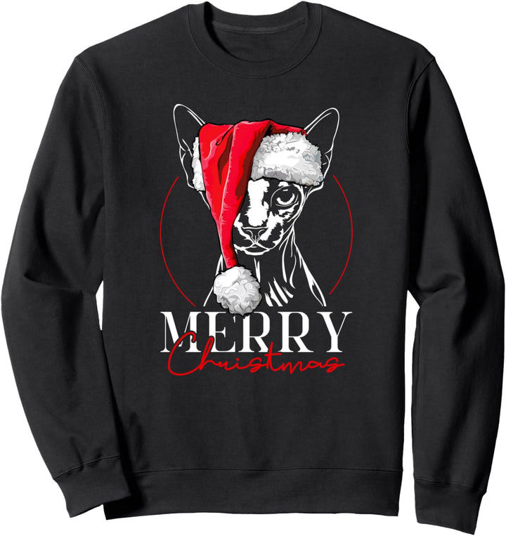 Lustige Santa Sphynx Merry Christmas Weihnachten Katzen Sweatshirt