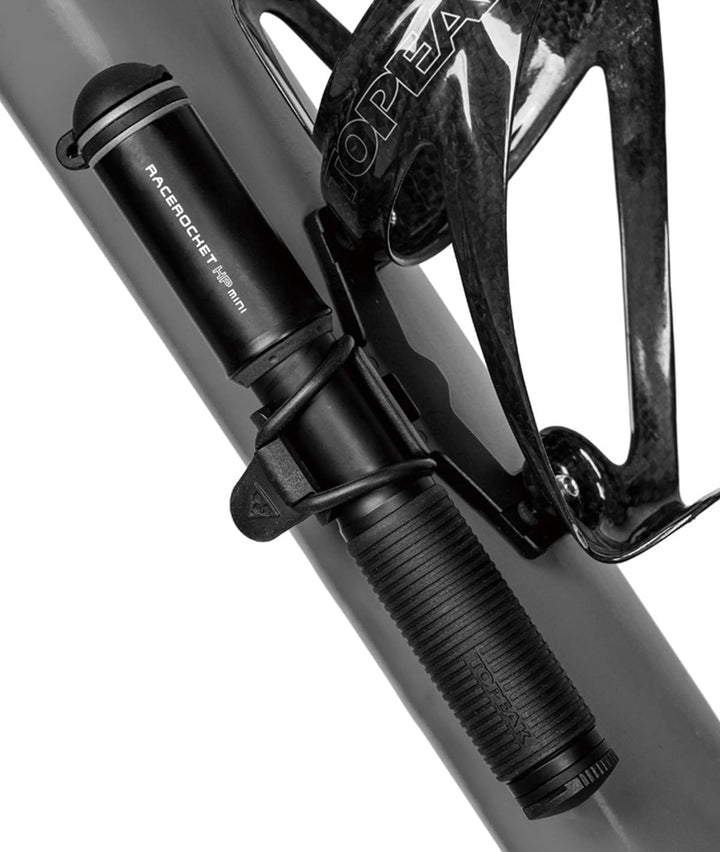 Topeak Race Rocket HP Mini Luftpumpe 11 bar aus Zylinder und Gummi in der Farbe Schwarz, Gewicht: 77