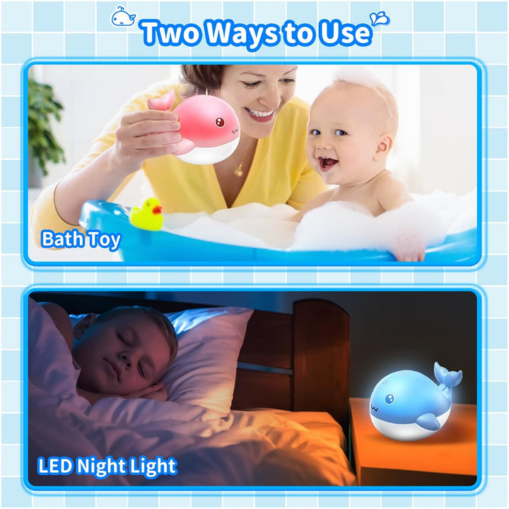 Baby Badewannenspielzeug, Wiederaufladbare Licht Up Wal Bad Spielzeug Sprinkler Badewanne Pool Wasse
